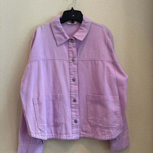 Easel Los Angeles Jackets & Blazers - New Easel LA Sachet Denim Jacket Button Up Lavender Oversized Small